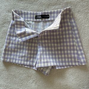 Zara Gingham high waisted tailored shorts